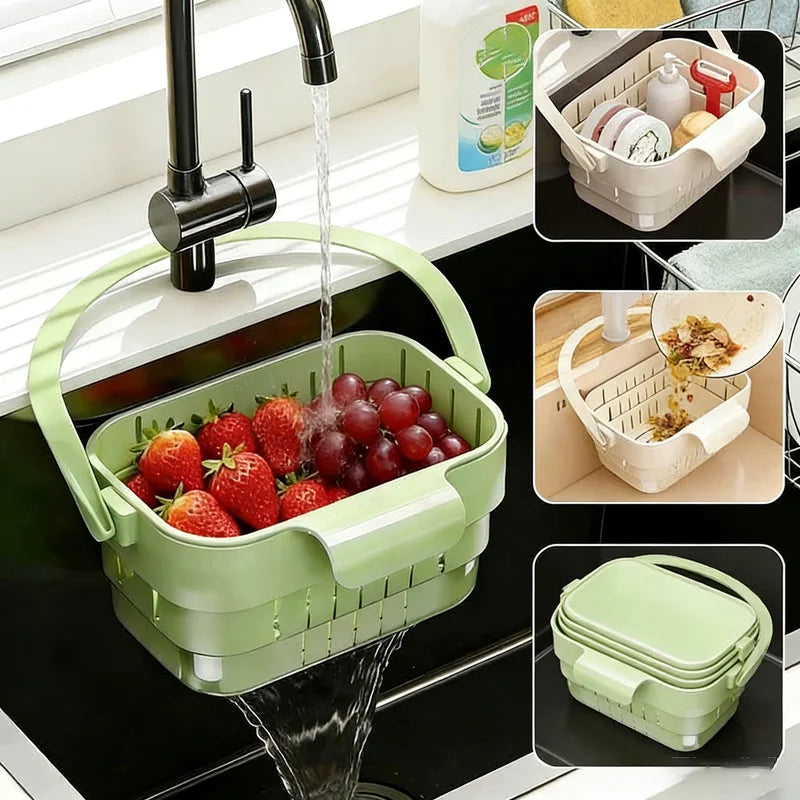 Foldable Hanging Sink Colander & Strainer Basket