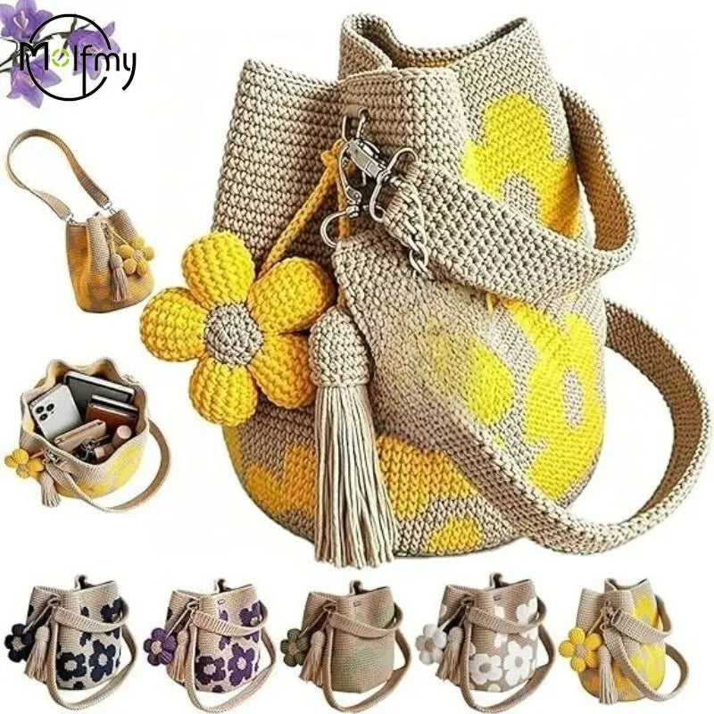 Handwoven Crochet Flower Bag