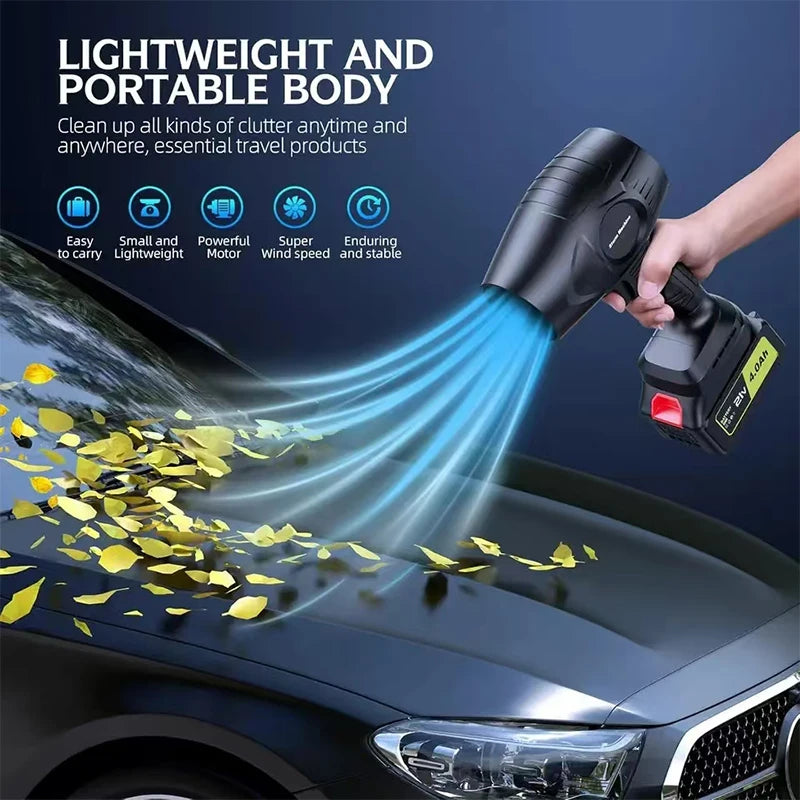 Cordless Leaf Blower 21V Electric Handheld Leaf Blower with 2*4.0Ah Batteries & Fast Charger for Patio Lawn Yard Deck Cleaning