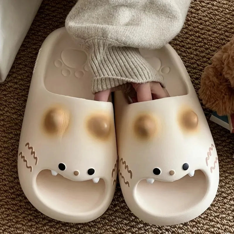 Cute Cat Paw Summer Slippers Men Women Cartoon Kitten Slides Thick Non Slip Bathroom Flip Flops Indoor Home Cloud Funny Sandals