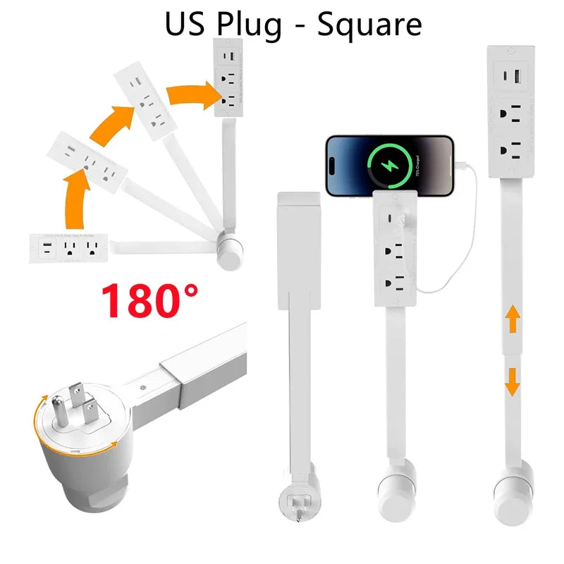 Rotating Outlet Extender with USB — Adjustable Arm