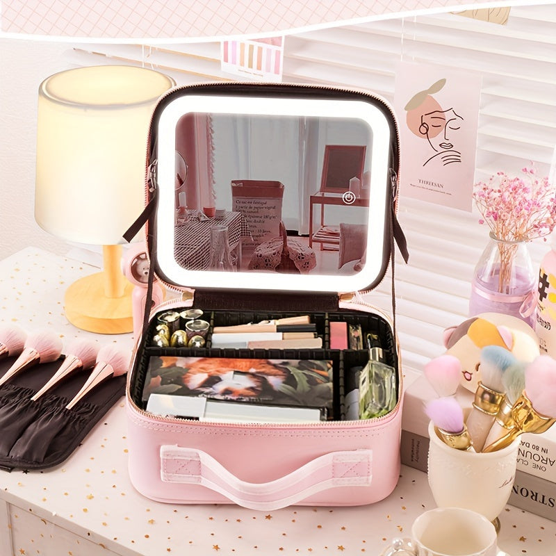 Lighted Makeup Bag with Mirror