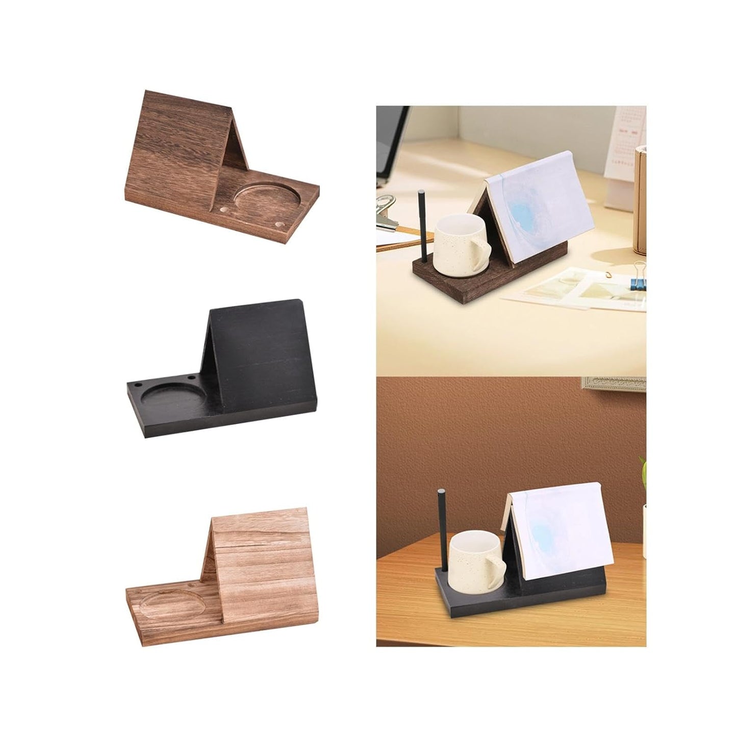 Wooden Book Holder with Drink Rest
