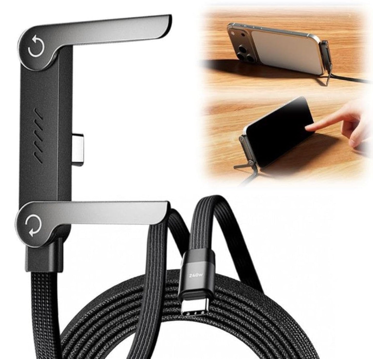 2-in-1 Invisible Holder Charger Cable – 240W