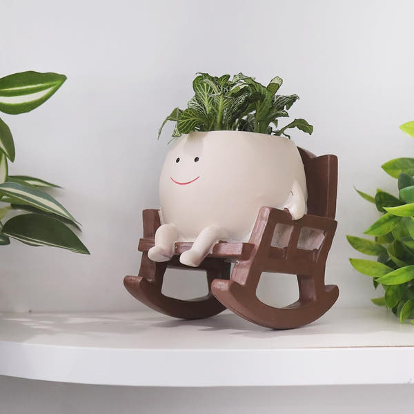 Smiley Rocking Flower Pot