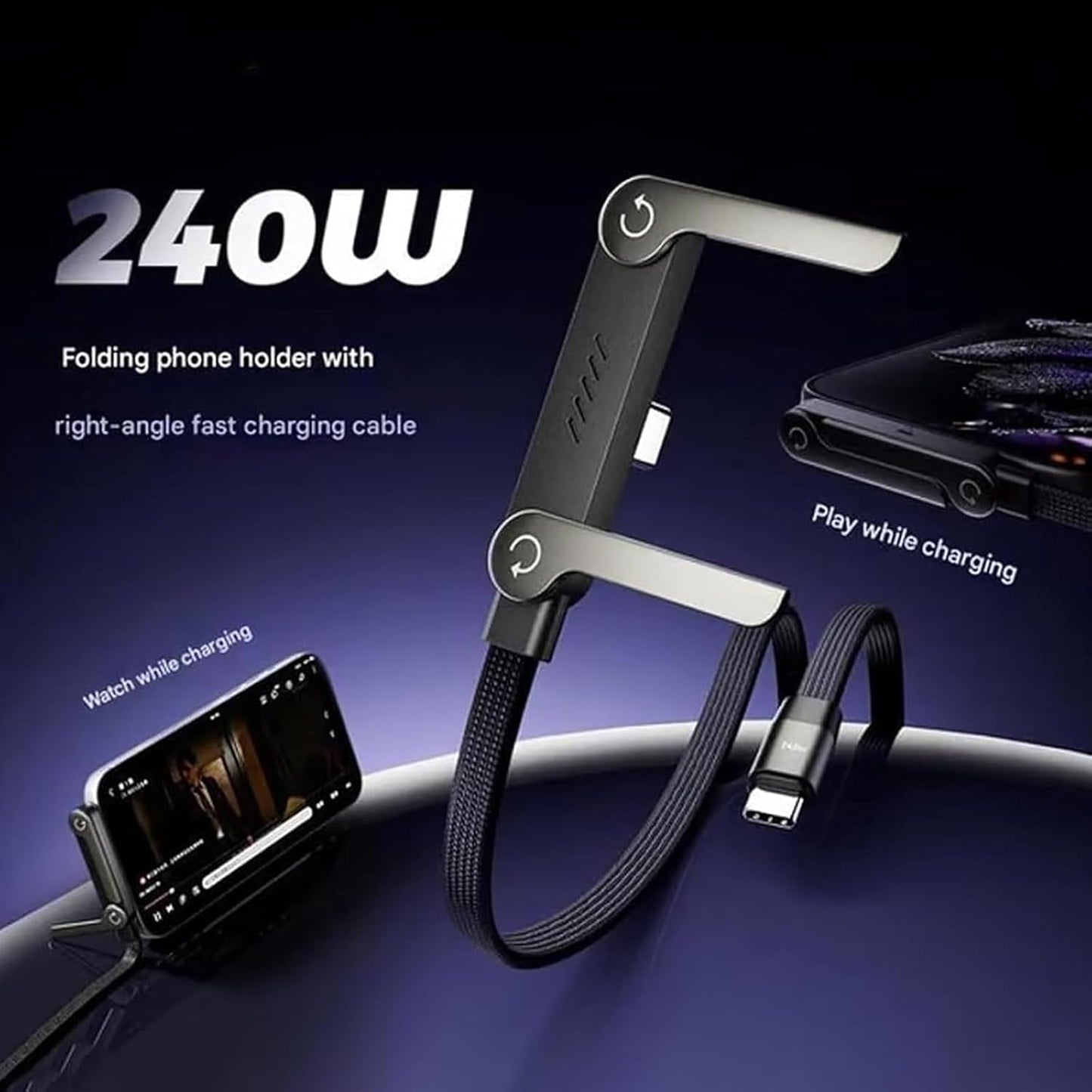 2-in-1 Invisible Holder Charger Cable – 240W