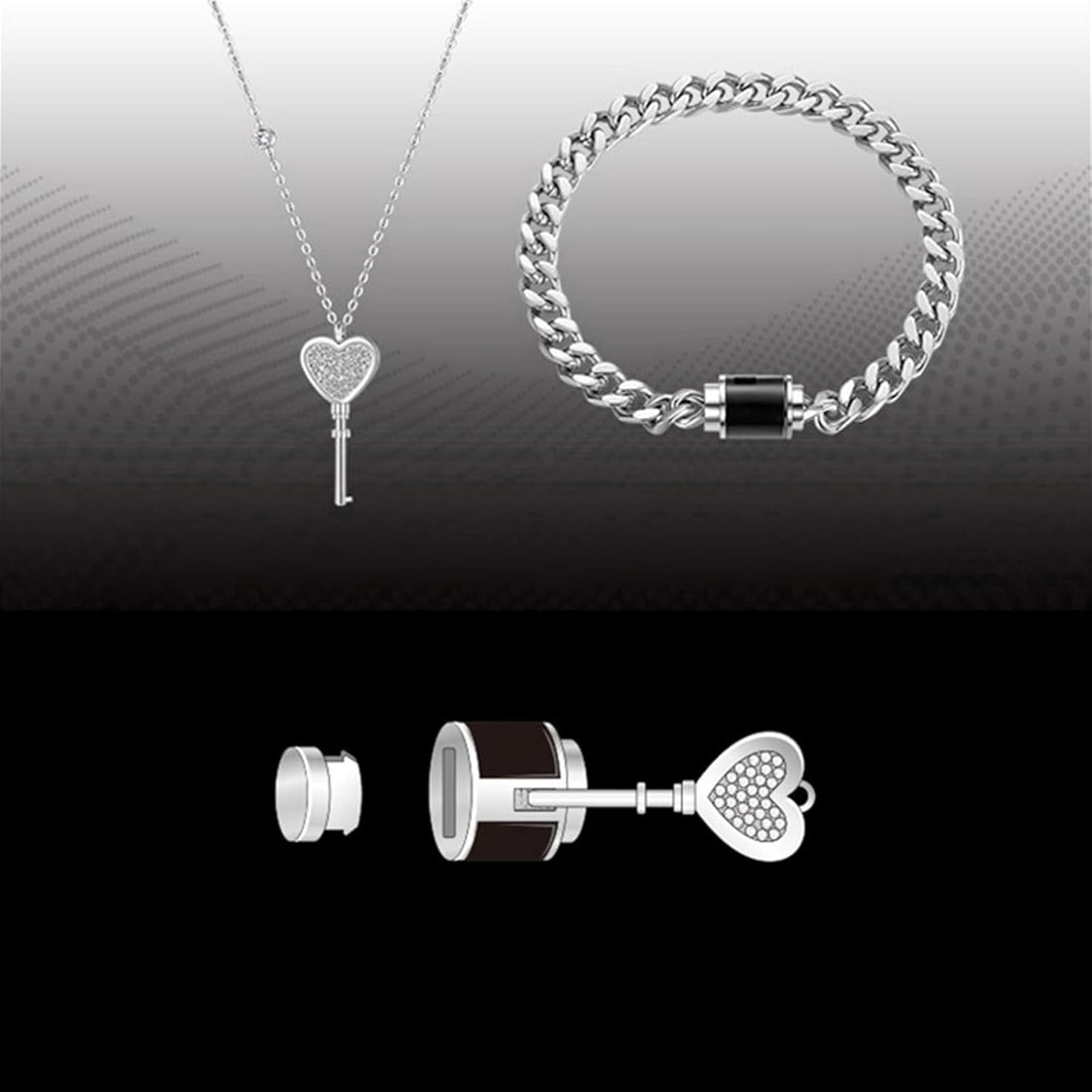 Heart Key Necklace & Bracelet