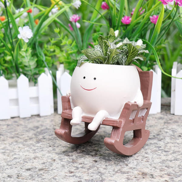 Smiley Rocking Flower Pot