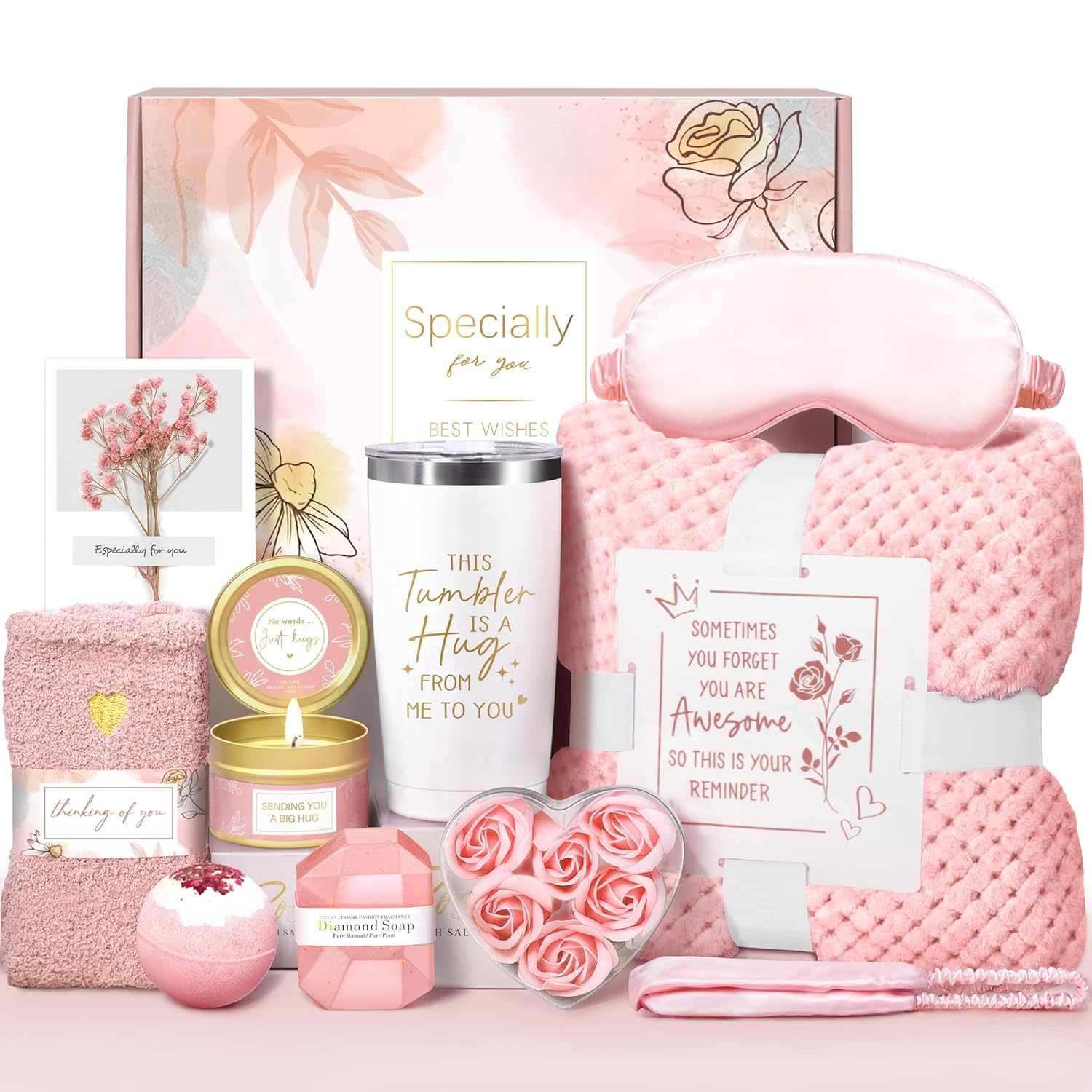 Birthday Gifts for Women, Self Care Gifts for Women, 11PC Get Well Soon Gift Baskets, Thinking of You Gifts, Spa Gift Basket for Mom Her Friend Sister Wife Grandma