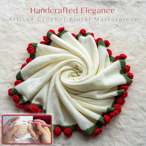 Crochet Rose Bouquet Blanket