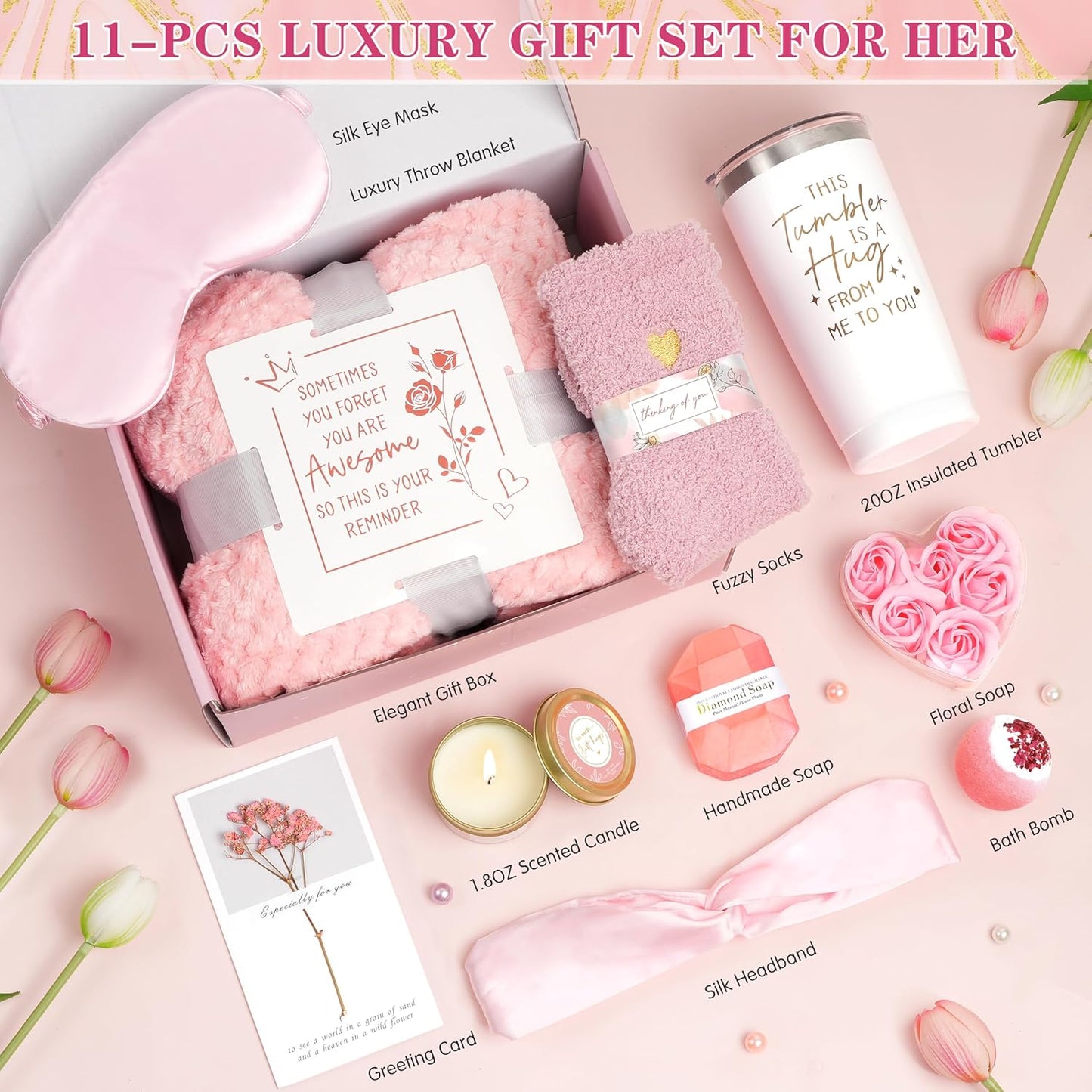 11PC Get Well Soon Gift Baskets for Women