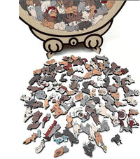 135-Piece -Colored Cat Shaped Wooden Jigsaw Puzzle