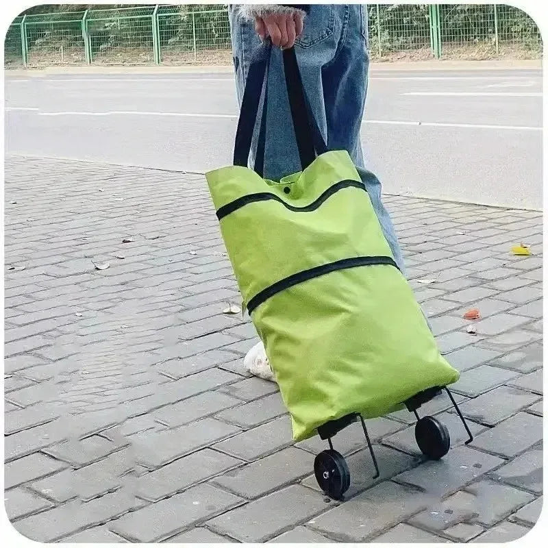 Foldable Portable Shopping Cart with Wheels | Lightweight Backpack-Style Hand Cart for Home Use