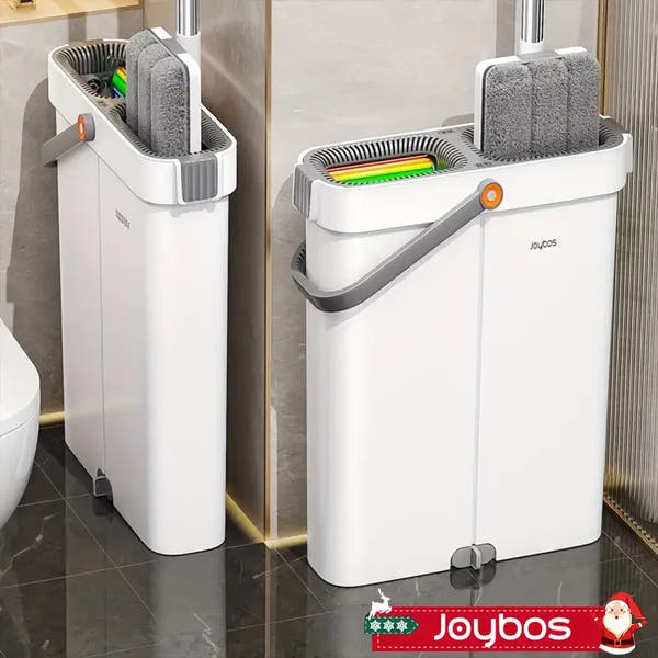 Ultra-Slim Flat Mop & Bucket Set – Hands-Free Wash & Dry Floor Mop