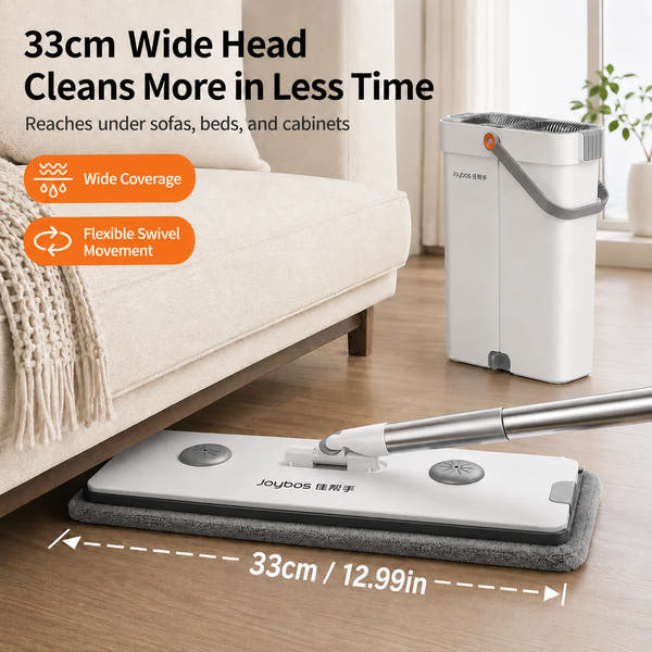 Ultra-Slim Flat Mop & Bucket Set – Hands-Free Wash & Dry Floor Mop