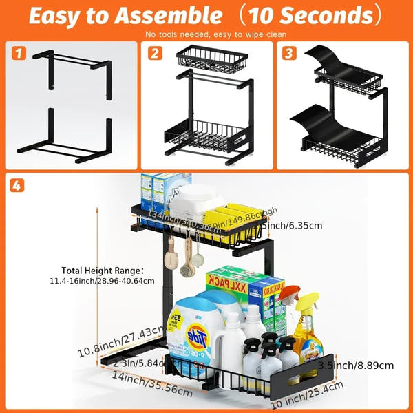 Under-Sink Pull-Out Organizer – Sliding Storage Drawer