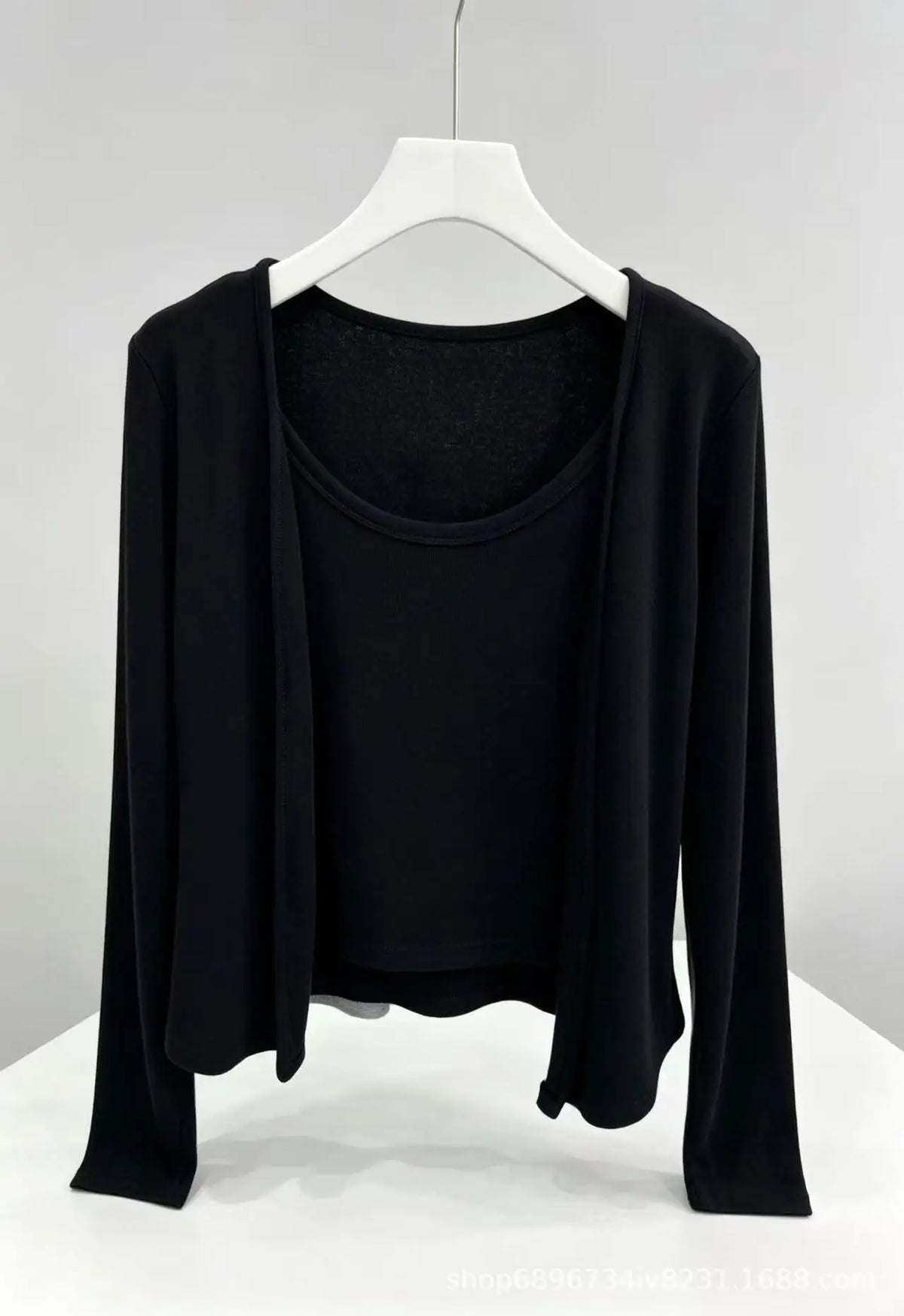 Faux Two-Piece Cardigan & Cami Set
