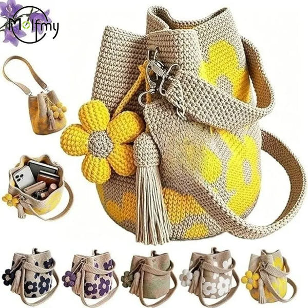 Handwoven Crochet Flower Bag