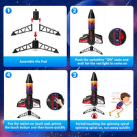 Self-Launching Rocket Toy for Kids (Parachute Landing)