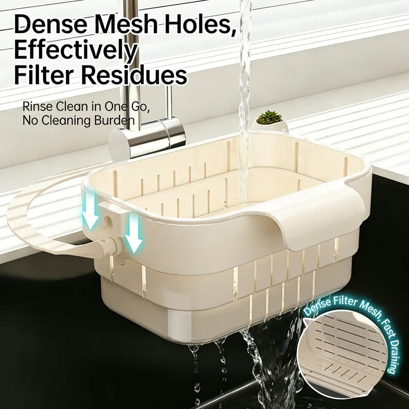 Hanging Foldable Expandable Sink Colander Kitchen Food & Fruit Residue Filter Basket Space-Saving Sink Strainer for Home Kitchen