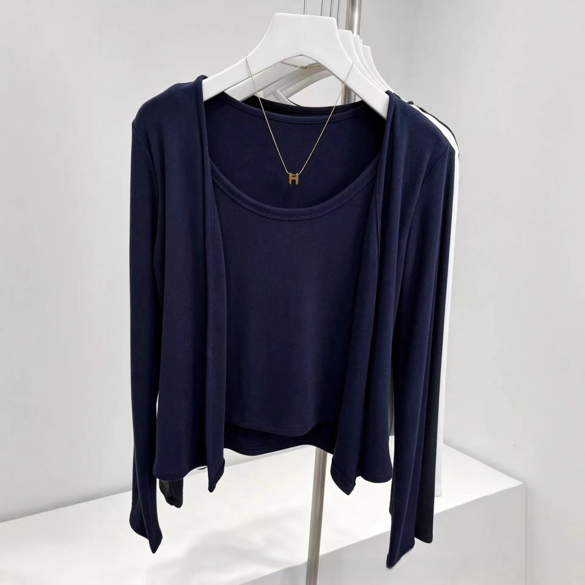 Faux Two-Piece Cardigan & Cami Set