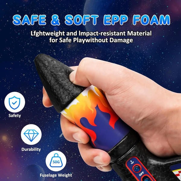 Self-Launching Rocket Toy for Kids (Parachute Landing)