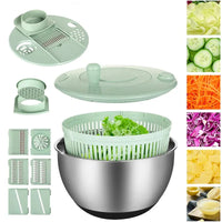 5-in-1 Stainless Steel Salad Spinner and Vegetable Slicer