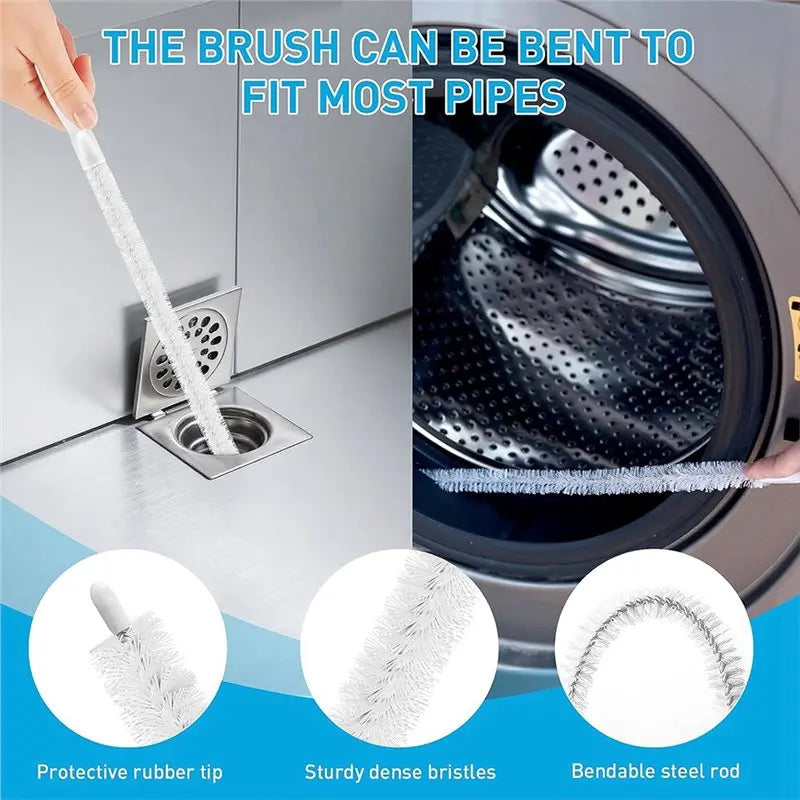 Drain Hair Remover Tool Kit – 25" Flexible Drain Snake & Cleaning Brushes