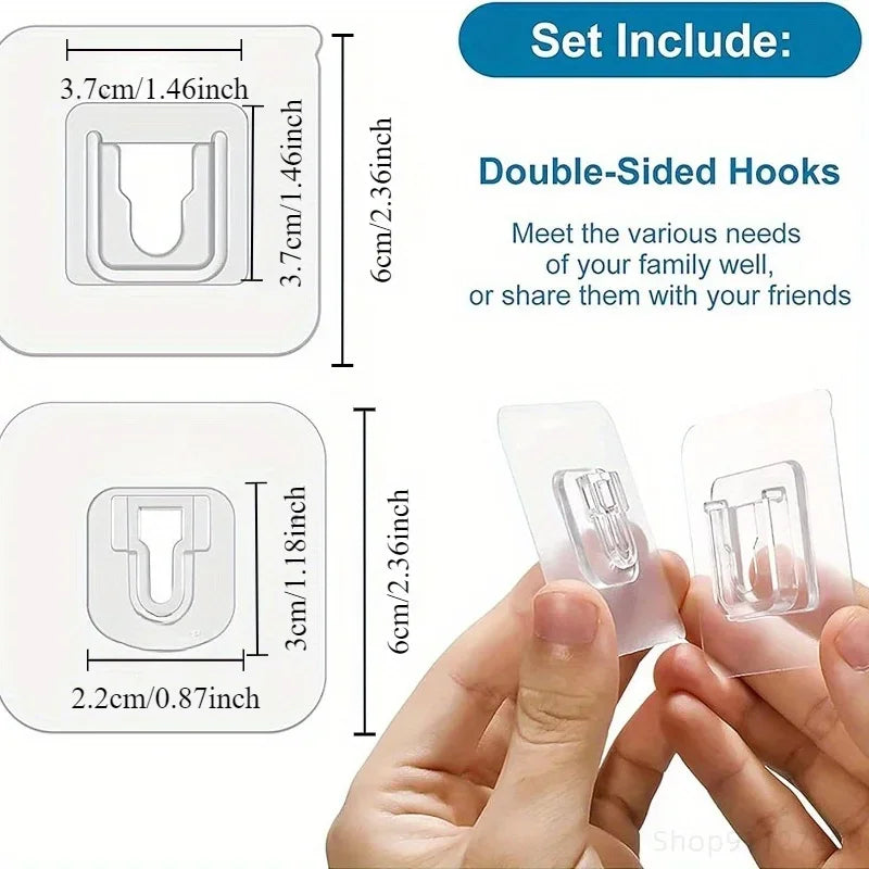 Transparent Adhesive Wall Hooks (40-Pack)