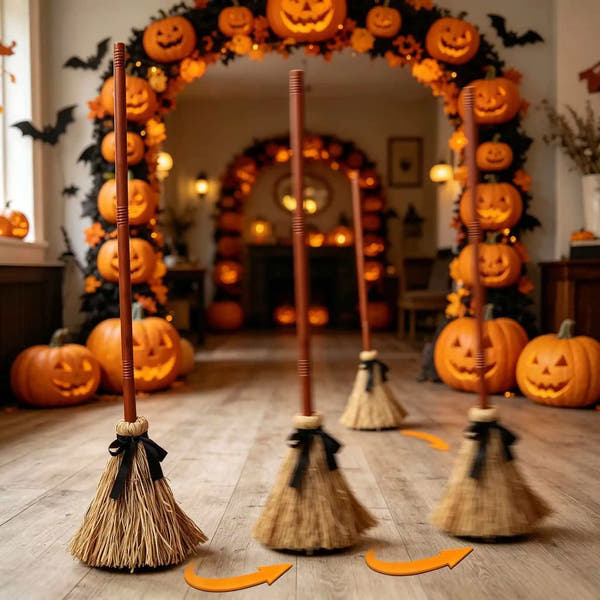 Glowing Witch Broom with Spooky Sounds & Motion