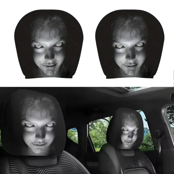 Horror Face Car Headrest Covers