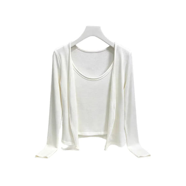 Faux Two-Piece Cardigan & Cami Set