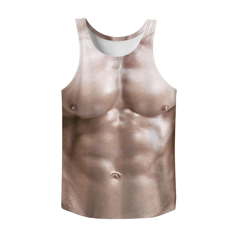Men's Fake Abs Muscle Print Tank Top
