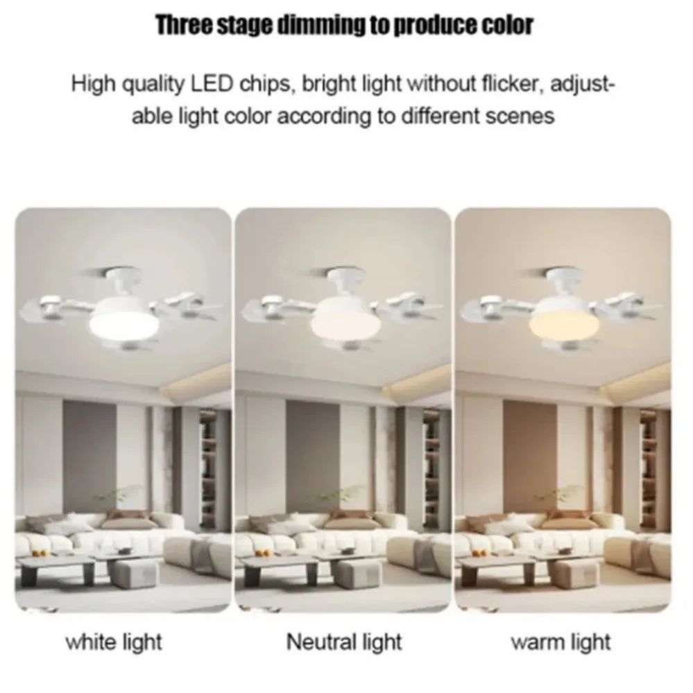 E27 LED Ceiling Fan Light with Remote Control Dimmer Function 50 60W Ceiling Light Drone Shaped Fan Light for Living Room Study