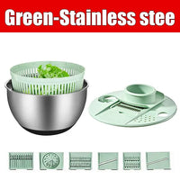 5-in-1 Stainless Steel Salad Spinner and Vegetable Slicer