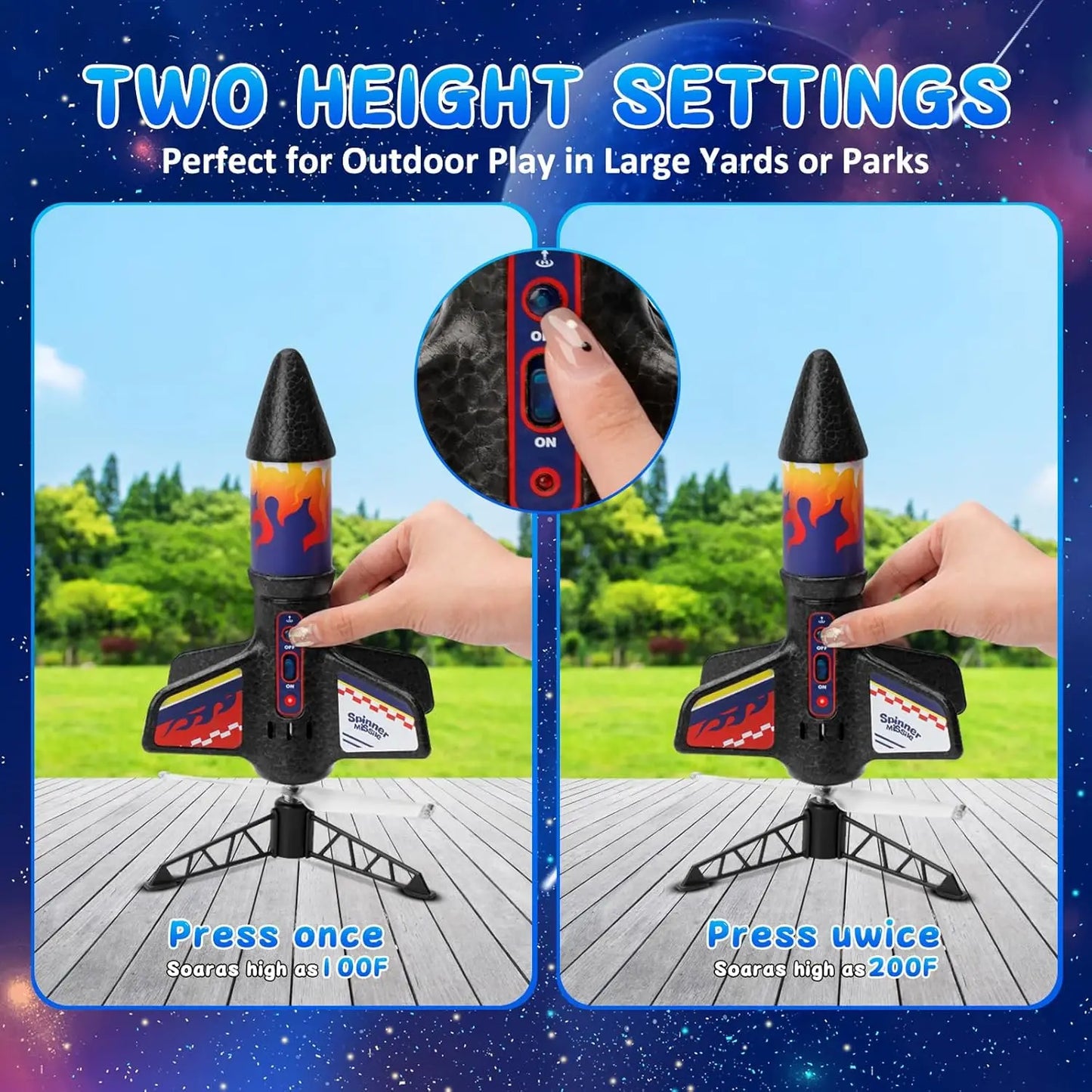Self-Launching Rocket Toy for Kids (Parachute Landing)