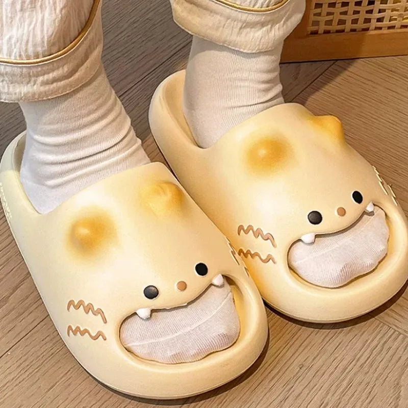 Cute Cat Paw Summer Slippers Men Women Cartoon Kitten Slides Thick Non Slip Bathroom Flip Flops Indoor Home Cloud Funny Sandals
