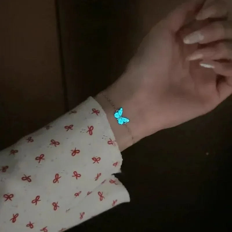 Glow-in-the-Dark Butterfly Necklace & Bracelet Set