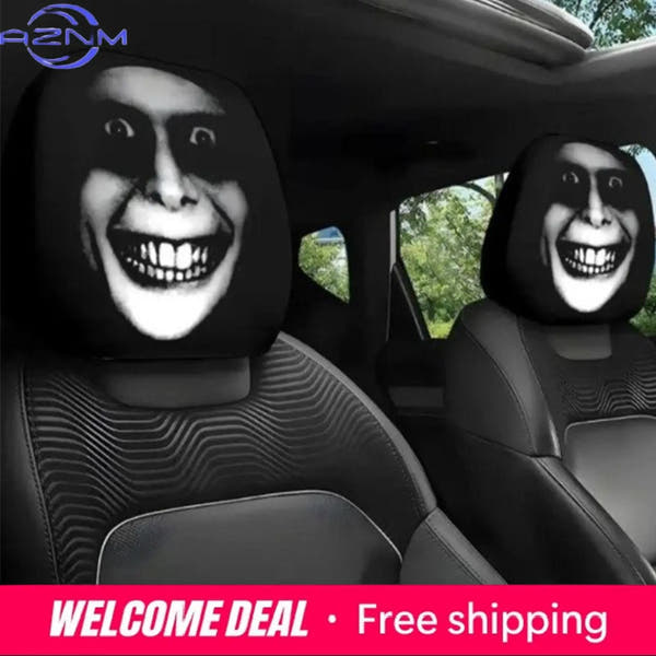 Spooky Smile Car Headrest Covers (2-pack)
