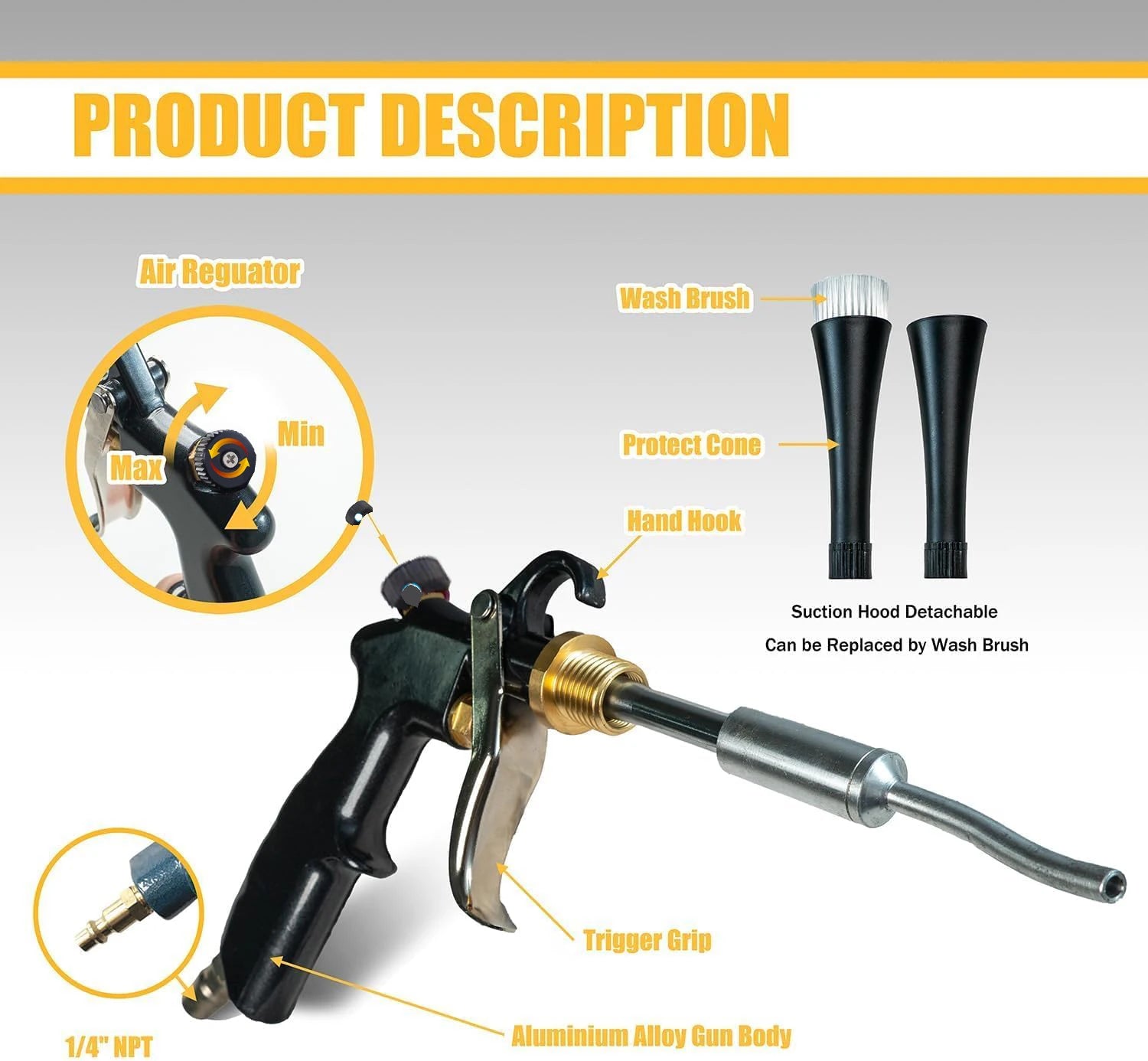 Tornador Air Blow Gun Car Interior Cleaning Tornado Gun High Pressure Car Detailing Cleaning Tool with Nozzle