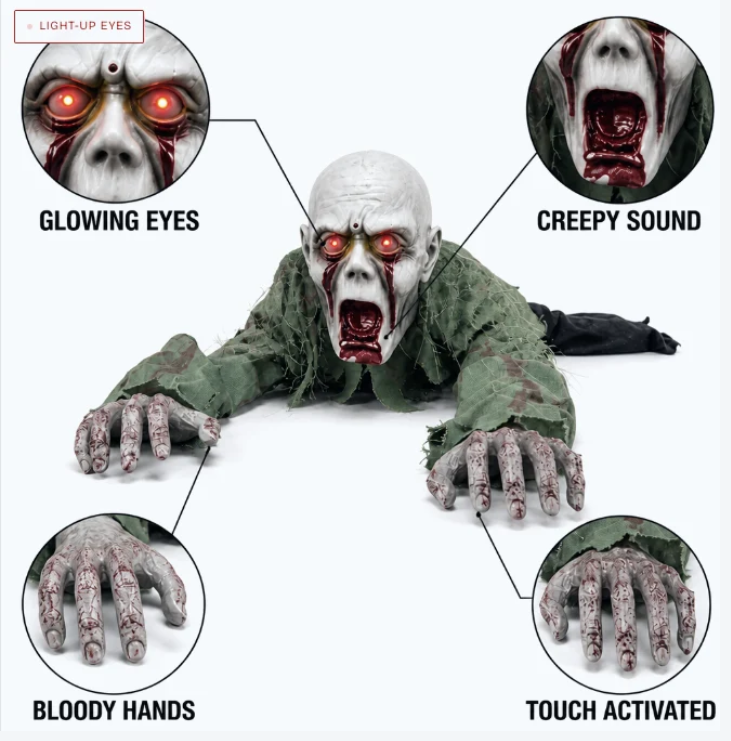 Crawling Zombie Halloween Animatronic