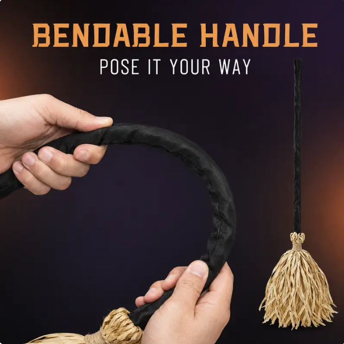 Glowing Witch Broom with Spooky Sounds & Motion