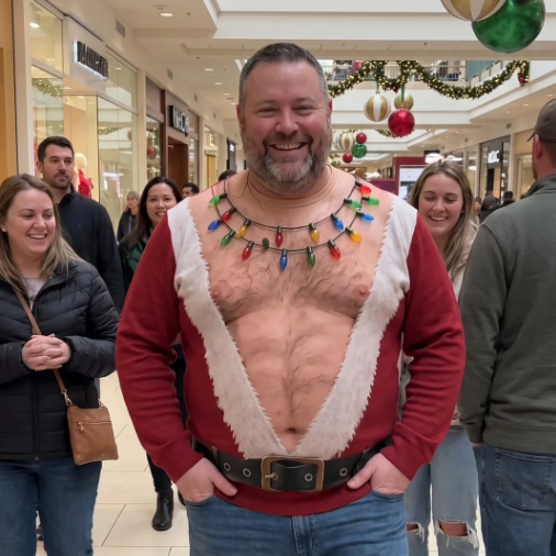 Santa Bare-Chest Christmas Sweater