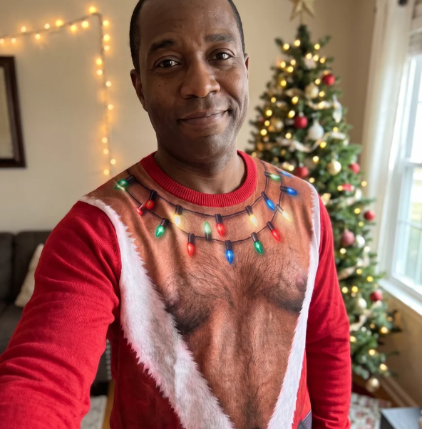 Santa Bare-Chest Christmas Sweater