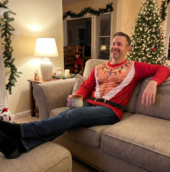 Santa Bare-Chest Christmas Sweater