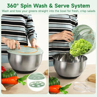5-in-1 Stainless Steel Salad Spinner and Vegetable Slicer