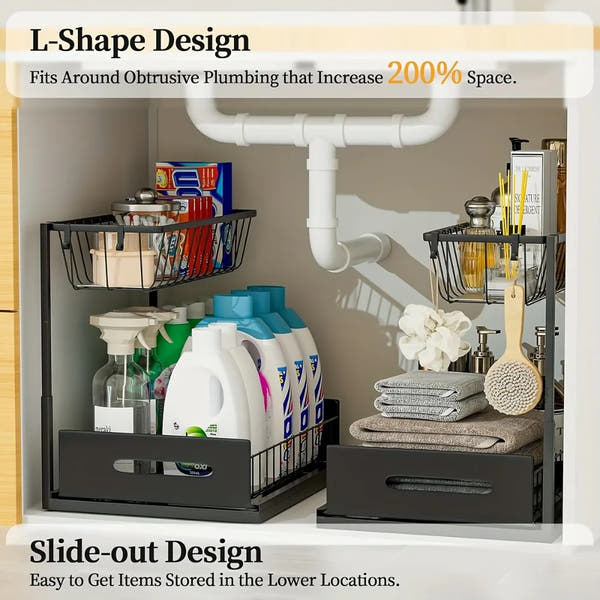 Under-Sink Pull-Out Organizer – Sliding Storage Drawer