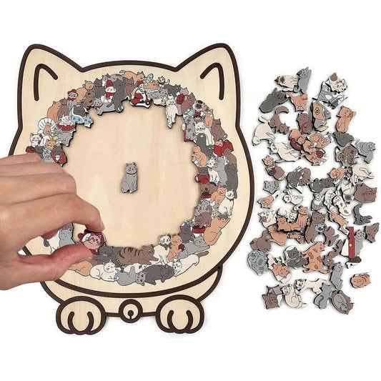 Colorful Wooden Cat Puzzle