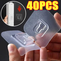 Transparent Adhesive Wall Hooks (40-Pack)