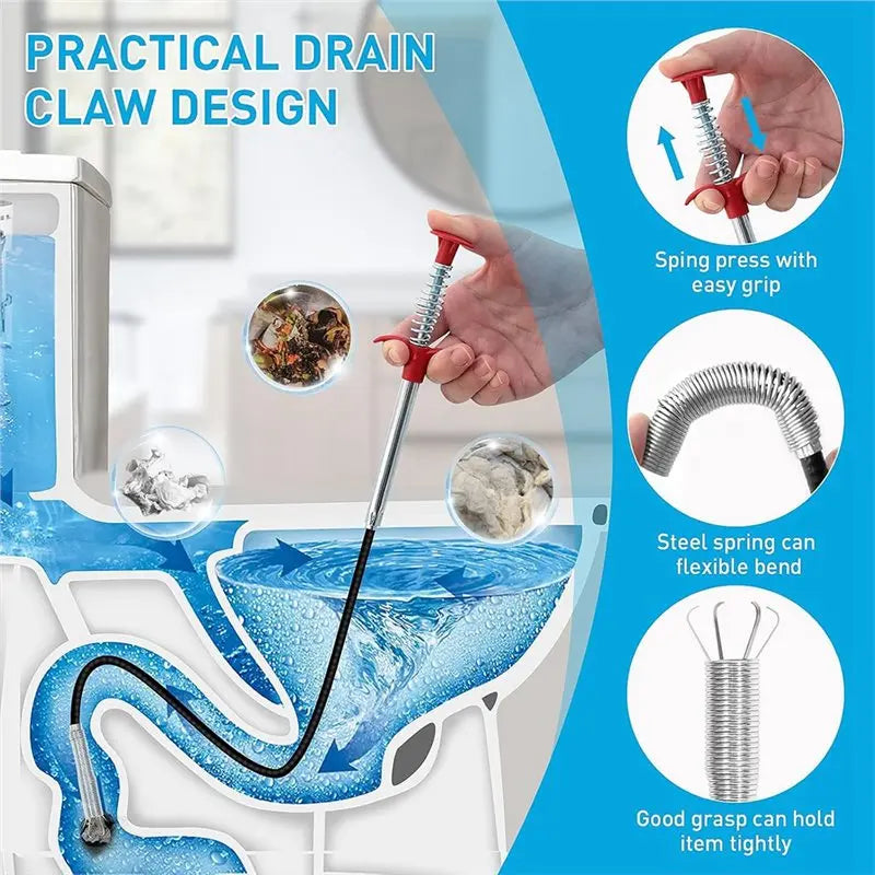 Drain Hair Remover Tool Kit – 25" Flexible Drain Snake & Cleaning Brushes
